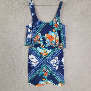 Anthropologie Maeve Tisana in Blue Floral Strappy Tiered Shift Size 10